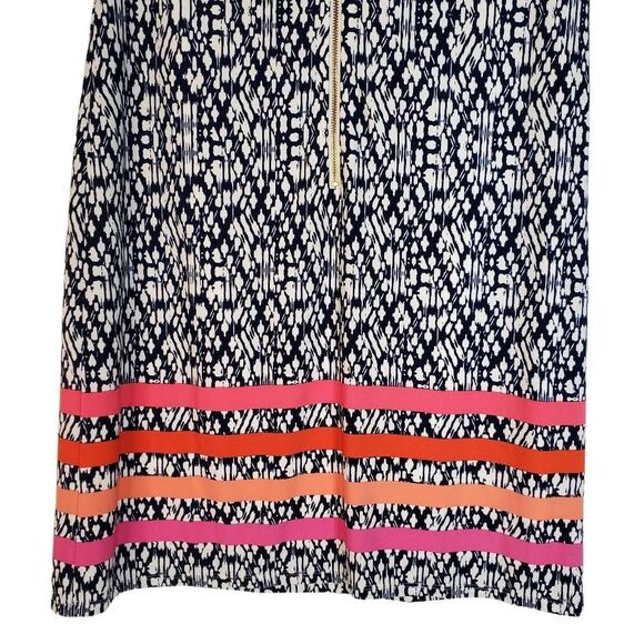 Eliza J Short Sleeve Abstract Navy and White Print Dress Color Block Pink Size 8 - Picture 6 of 14
